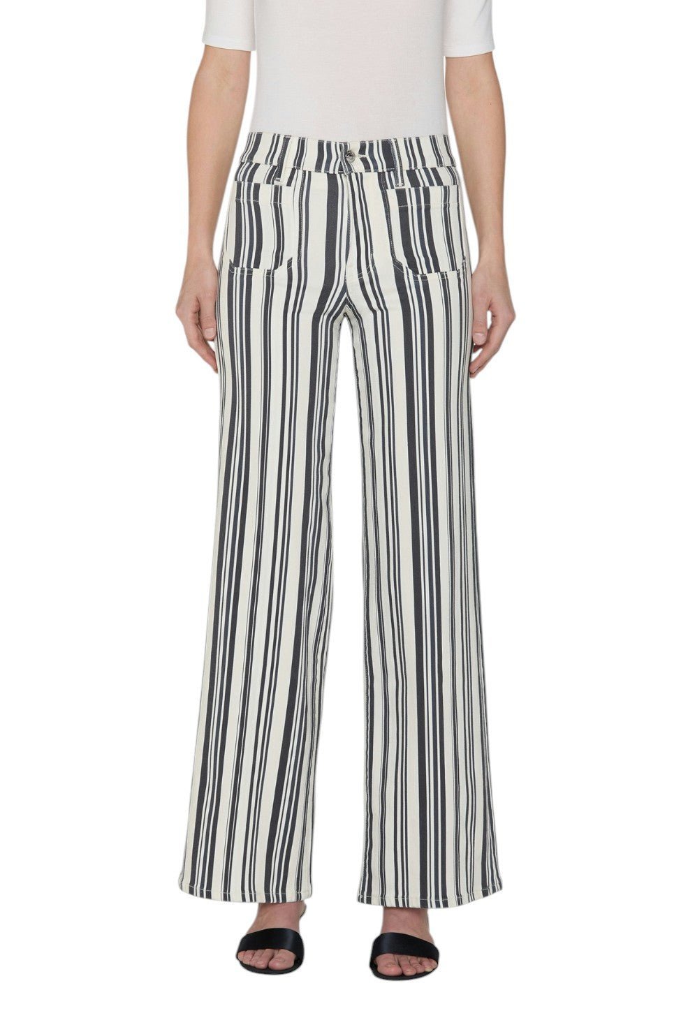 Le Slim Palazzo Modernist Pocket - Navy Stripe - Image 2