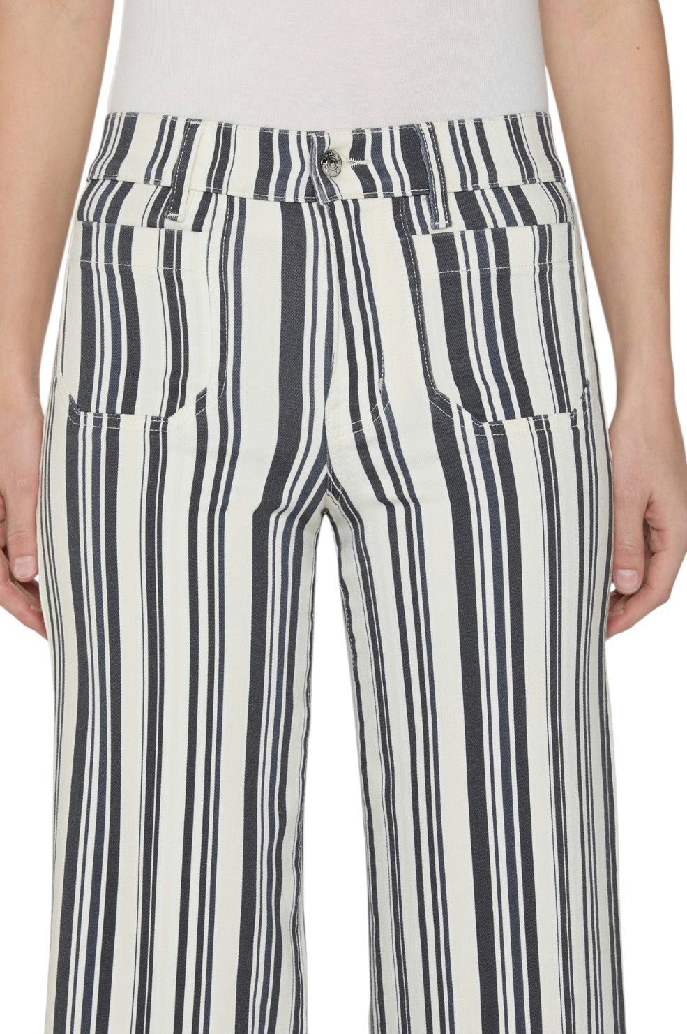 Le Slim Palazzo Modernist Pocket - Navy Stripe - Image 4