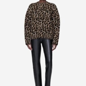 Sydney Crew Sweater - Black And Brown Leopard